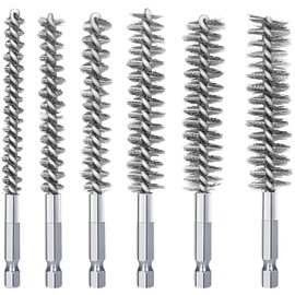 NuoDunco 6pcs Stainless Steel Hole Brush, Hex Handle Cleaning Wire Brush, Stainless Steel Hole Brush Set for Power Drill Cleaning