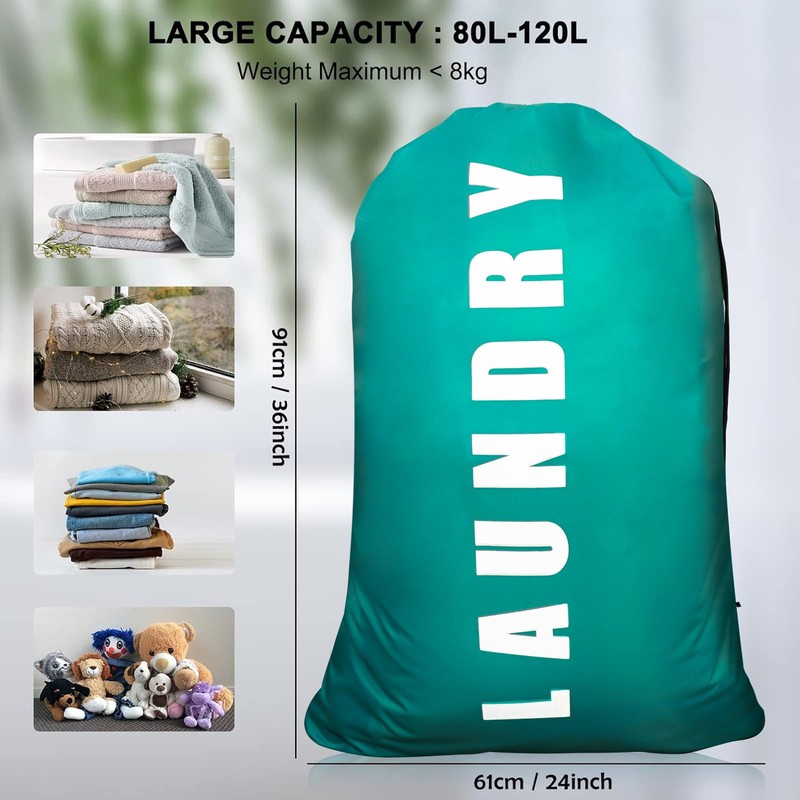 2 Pack Upgrade Extra Large Travel Laundry Bag with Drawstring，24"