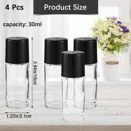 4 Pcs 30ML Clear Empty Glass Essential Oil Roller Bottles Vials Containers Refillable Roll-on Bottle,Refillable Cosmetic Containers Refillable,Roller Bottles,Tools and Accessories(3.94 x 1.22")