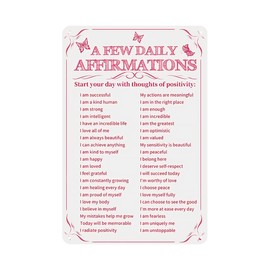 YOYI ART A Few Daily Affirmations Metal Sign - Pink Room Decor for Women, Aesthetic Wall Art For Wall Home, Girls Room, Bedroom, Patio, Gifts for Women, 8x12 Inches
