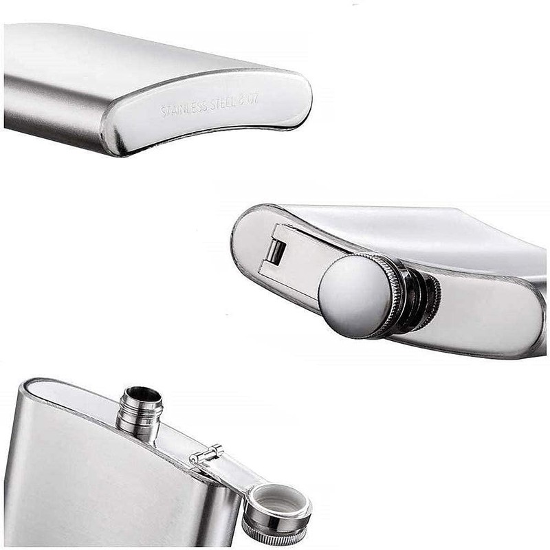 2 Pieces Stainless Steel Hip Flask, 6 oz Hip Flask,