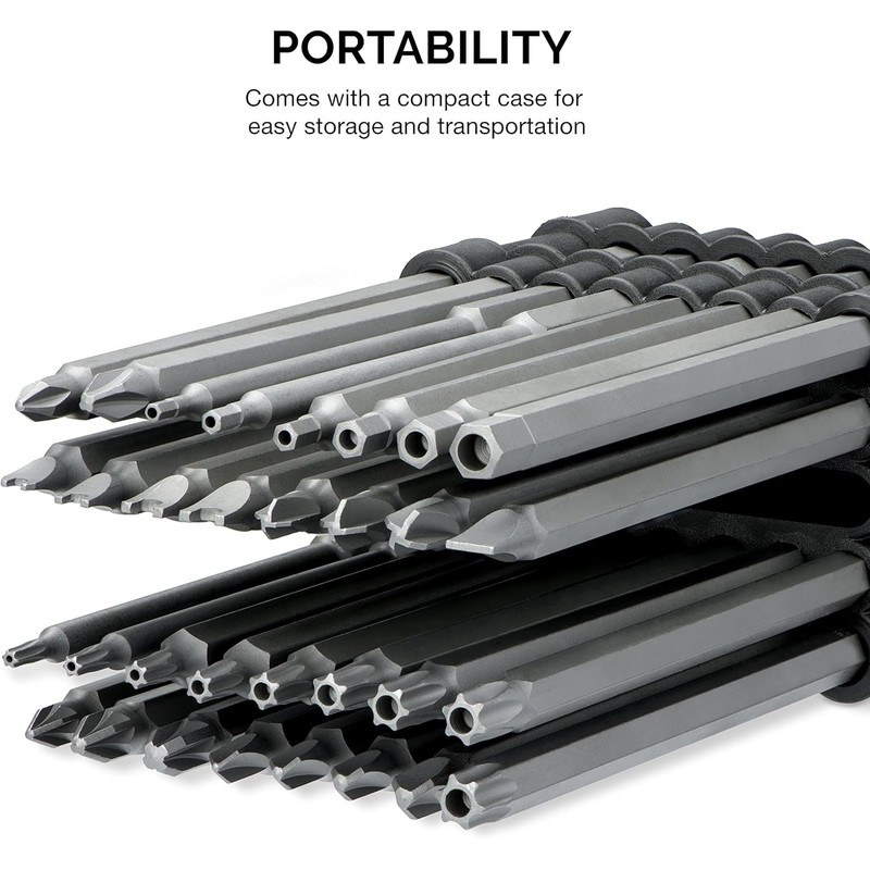 NEIKO 10224A 1/4" Extra Long Security Bit Set, 32 Piece