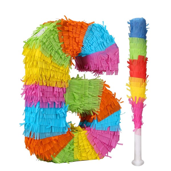 32nd Piñata Birthday Party Game with Stick - Number 6