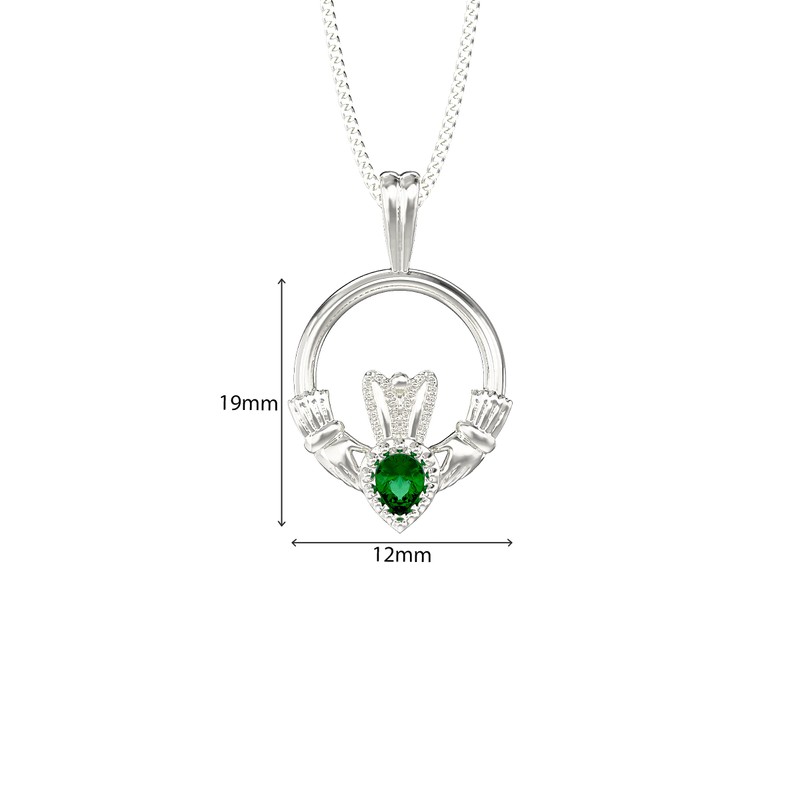 Aeon Jewellery Silver Claddagh Necklace - 925 Sterling Silver &