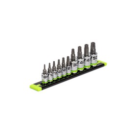 GRIPEDGE Tools | 10-PC RPT Security Star Driver Set | Sizes T8H - T50H | 1/4'' - 3/8" Drive | Made With S2 Steel | Includes Premium Aluminum Socket Rail |
