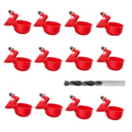 Naisfei 12 Pack Chicken Waterer, Chicken Watering Cups, Automatic Chicken Water Feeder, DIY Chicken Water Cups with 1 Drill Bit Suitable for Chicken, Ducks, Turkeys, Etc