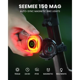 Magicshine SEEMEE 150 MAG Rear Bike Lights,USB-C Rechargeable FTR LightSync Control Technology, IPX6 Waterproof Safety Rear Bicycle Lights, Best Bike Lights for Night Riding