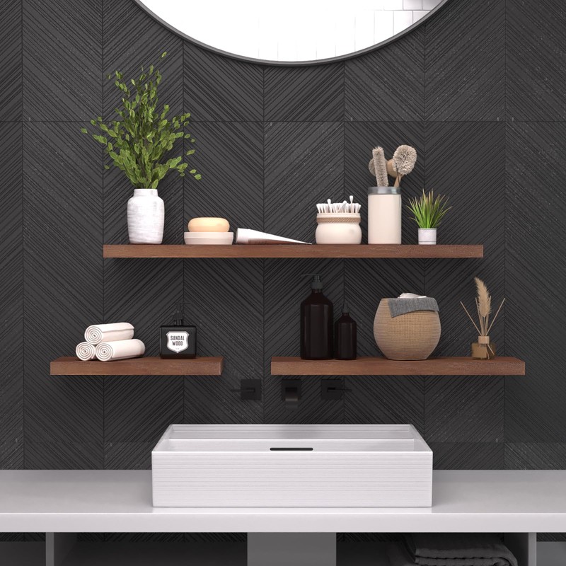 SAUMONIERES Floating Wall Shelves for Bedroom Bathroom Wall Mounted Solid