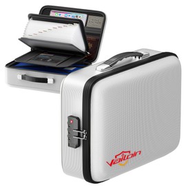 Vailoin Fireproof Document Box with Hard Shell Design,Fire Proof Safe for Home Documents,Important Document Organizer with Removable Folders,File Lock Box for Laptop,Diploma,Degree(Silver)