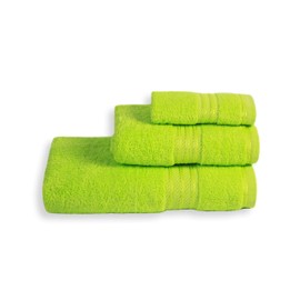 🤗🖐️🛁Supreme 3 piece Matching Towel Set for Bathroom 500GSM Super Soft Cotton Pack contains 1 face flannel, 1 hand towel, 1 bath towel Absorbent and Quick Dry towels (NEON GREEN LIME)