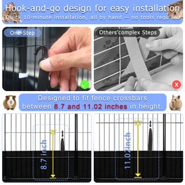 RIBEED Guinea Pig Cage Liner with One-Hand Hook and Open Door Design, 48" L x 24" W, Waterproof Washable Tarpaulin Bottom, for C&C Grid, Rabbit Hedgehog Habitat Liner, Black
