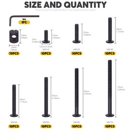 Mardatt 140Pcs M6 Crib Screws Hardware Replacement Kit Black Hex Socket Cap Bolts Crib Bolts and Barrel Nuts Cross Dowel Assortment Kit M6x15/25/35/45/55/65/75mm for Furniture