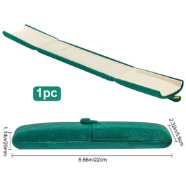 GORGECRAFT Velvet Necklace Box Dark Green Double Open Long Chain Case Rectangular Jewellery Stand Gift Box for Birthday, Engagement, Wedding Anniversary, Jewellery Organiser for Home