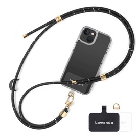 Lawonda Crossbody Anti Lost Phone Lanyard Silicone Waterproof Phone Strap Adjustable Cell Phone Holder with Phone Tether Tabs for Travel Essentials Dazzling Gold