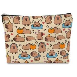 Capybara Kosmetiktasche für Mädchen, Süßer Schminktasche Makeup Tasche mit Reißverschluss, Tragbar Kulturtasche Damen für Reise Alltagsleben, Vielseitige Make Up Bag, Capybara Liebhaber Geschenk