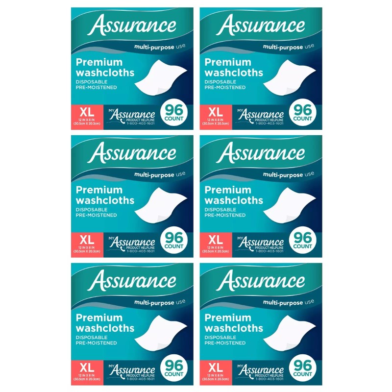 Assurance Premium Disposable Washcloths Size XL Count of 576 Total