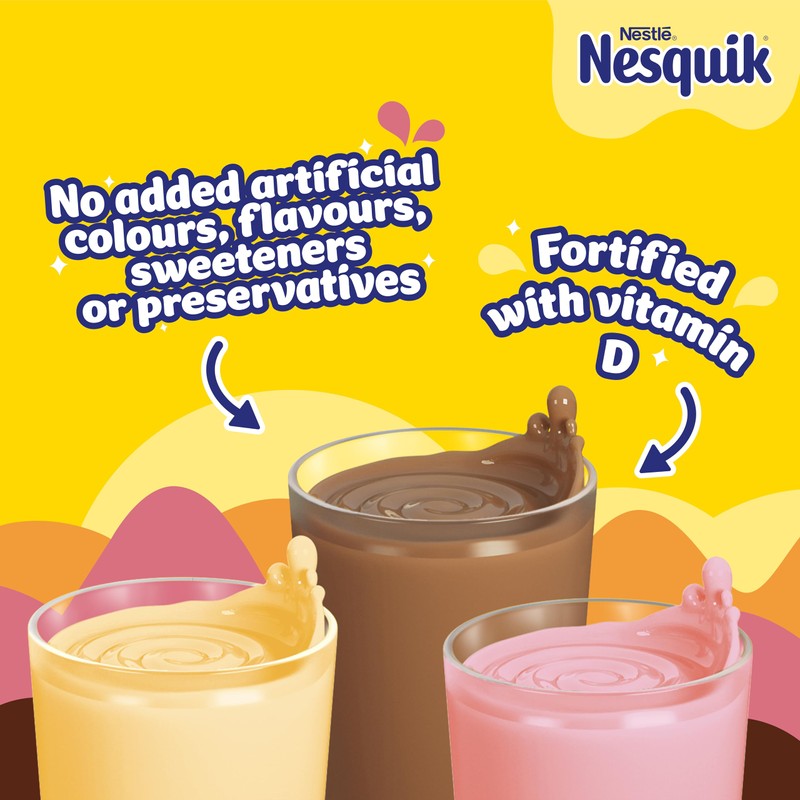 Nesquik Strawberry Flavoured Milkshake Powder, with Vitamin D, 300g Tub