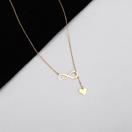 Winssigma 18K Gold Stainless Steel Bee Honeycomb Necklace, Star Moon Necklace Dinosaur Necklace spider Necklace Adjustable Y Lariat Necklace for Women(Gold Infinity Heart)