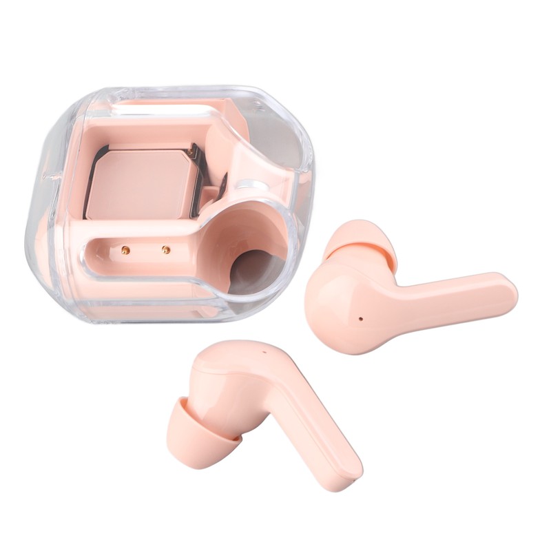 Wireless Bluetooth Earphones Noise Reduction Headphone Digital Display Rechargeable Pink