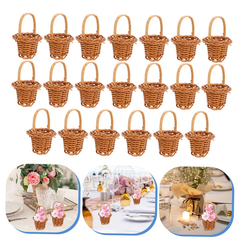 MERRYHAPY Handwoven Mini Wicker Basket Floral Storage Basket Decorative Small