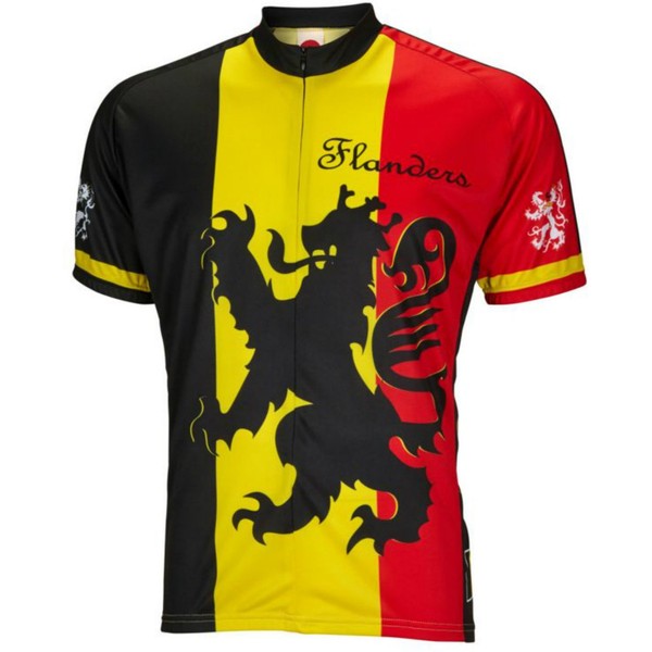World Jerseys Men's Lion of Flanders Cycling Jersey XL Black/Yellow/Red