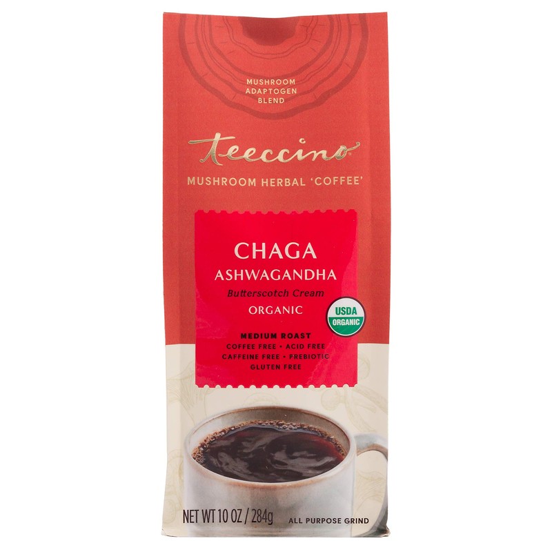 Teeccino Chaga Ashwagandha Coffee Alternative - Butterscotch Cream - Organic,