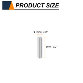 HARFINGTON 50pcs Dowel Pins M1(1mm) x 5mm 304 Stainless Steel Cylindrical Shelf Support Peg Pin Rod Fasten Elements for Metal Devices Wood Furniture DIY Installation, Silver