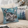 Fjfz Winter Wishes Owl Raccoon Decorative Throw Pillow Covers 18