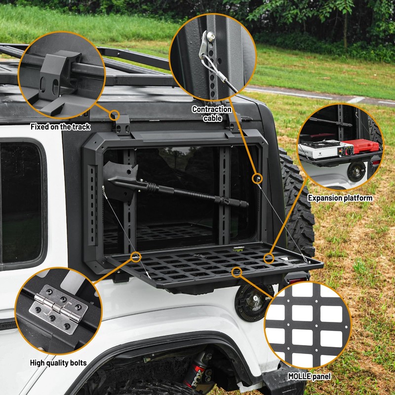 Multifunctional Rear Window Storage Table Molle Panel Kit for 2018-2024