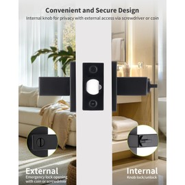 MENDOCK Privacy Door Handle Keyless GreenShield Lock Set, Heavy Duty Reversible Interior Door Lever for Bedroom Bathroom, Square Door Lock for Left & Right Handed Doors (6 Pack, Matte Black)