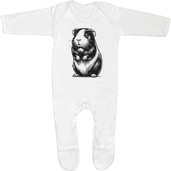 Azeeda 3-6 Month 'Guinea Pig Standing' Baby Romper Jumpsuit/Sleep Suit