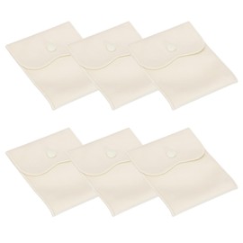 PATIKIL 6x4 Inch Velvet Jewelry Pouches, 6 Pcs Jewelry Packaging Gift Bags with Snap Button for Bracelet Necklace Rings Watch, Beige