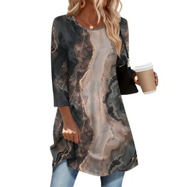 Zeagoo Blouse for Women Crew Neck Cute Casual Lightweight 3/4 Sleeve Soft Tunic Tops for Spring Summer Women's Work Clothing