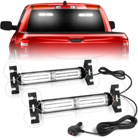 Emergency Strobe Traffic Light Bar 40LED Dash Safety Flashing Front/Rear Windshield Visor Light for TrucksLight Color: white, Rated Power: 40, Beam Angle: Spot