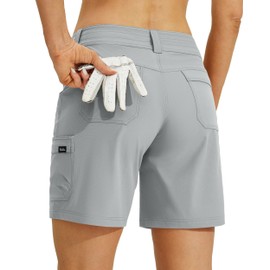 Willit Women's Golf Hiking Shorts Cargo Quick Dry Athletic Shorts Casual Summer Shorts with Pockets 7" Gray 6
