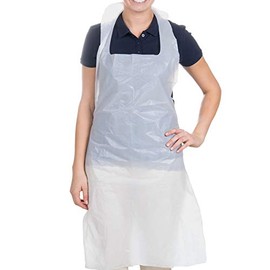 HOT BARGAINS HOT BARGAINS 100 X White Plastic Aprons Disposable For adults Size 70 X 120cm, 10Microns (PACK OF 100)
