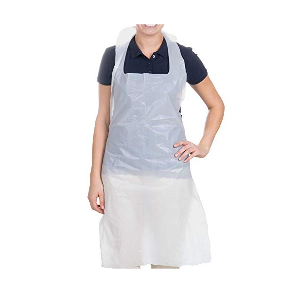 HOT BARGAINS HOT BARGAINS 100 X White Plastic Aprons Disposable