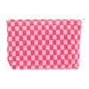 PAZIMIIK Knit Checkered Makeup Bag Large Zipper Make Up Accessory