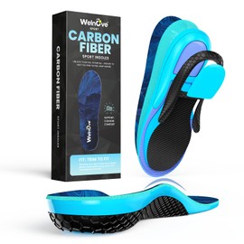 Hike Support Insoles - Welnove Carbon Fiber Insoles -Shoe Insert for Hiking Ourdoor Sport - Rigid Support for Turf Toe,Foot Fractures,Hallux Rigidus,Hiking Boots Inserts for Men Women-M