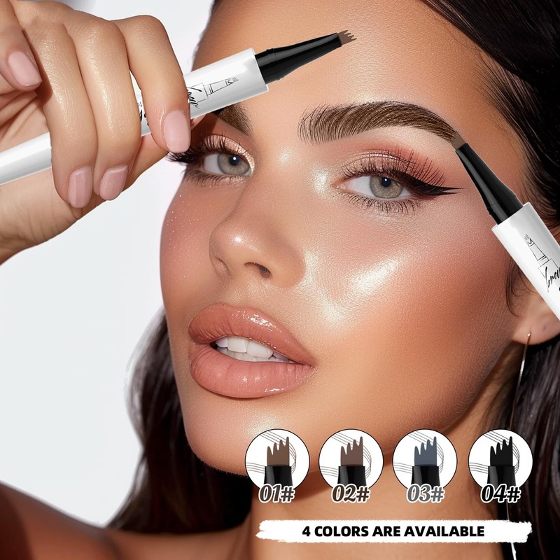 Liquid Eyebrow Pencil - Tattoo Eyebrow Pen with Fork-Tips Long-lasting
