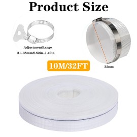 Yuragim Fabric Hose, 1 1/4 Inch Flat Hose, Drain Hose, 10 m x 32 mm, Pump Hose, Construction Hose, Industrial Hose, Fabric Hose Set, Accessories for Garden Watering, Hot Tubs, Swimming Pools