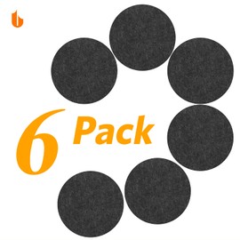 Urbanstrive 6 PCS Coasters, Eco-Friendly 100% Biodegradable Absorbent Felt Coasters for Drinks Bar Home, 4 Inch (Black Round)