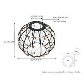 YIKEGE LICHT Beaded Copper Wire Ball Lamp Shade Small Boho Shades Replacement - Pendant Sconce Shade Ceiling Fan Light Covers Black Woven Lampshade Floor Lamps Pendant Light Chandelier Wall Sconces