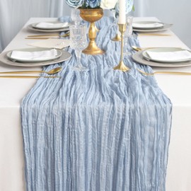 DROMCOM Cheesecloth Table Runner, 90 cm x 300 cm, Dusty Blue
