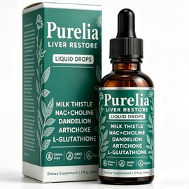 Purelia Liver Restore Drops,with Milk Thistle Choline, L-Glutathionefor Liver Cleanse 2 Fl Oz | 1PCS