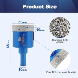 1-3/8 Inch Diamond Drill Bits Glass Hole Saw Drill Bit for Glass Porcelain Tile Ceramic Marble Drilling,BRSCHNITT Glass Hole Saw Triangle Shank(2pcs)