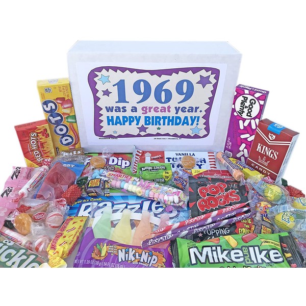 Woodstock Candy -1969 51st Birthday Gift Box Candy Assortment from Childhood for 51 Year Old Man or Woman Born 1969 Jr