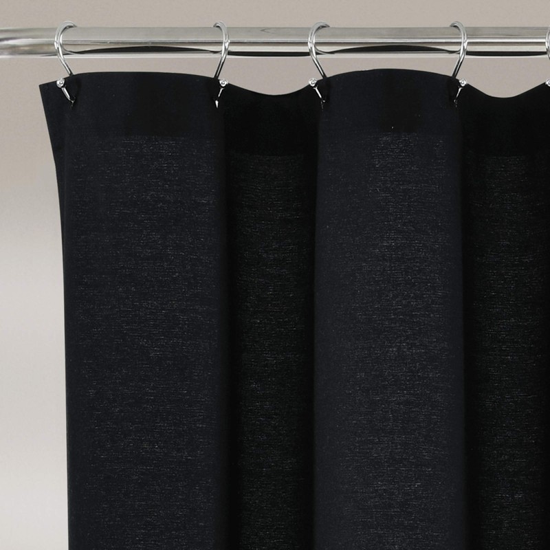 Lush Decor 16T005472 Linen Button Shower, 72" x 72", Black