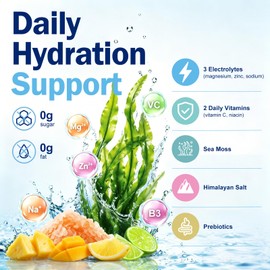 Sea Moss Electrolytes Powder Packets, Zero Sugar Hydration Drink Mix