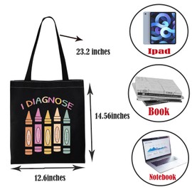 PWHAOO Educational Diagnostician Tote Bag I Diagnose Love Bravery Equality Strength Kindness Tote Bag Diagnostician Week Gift (I Diagnose TOTE)
